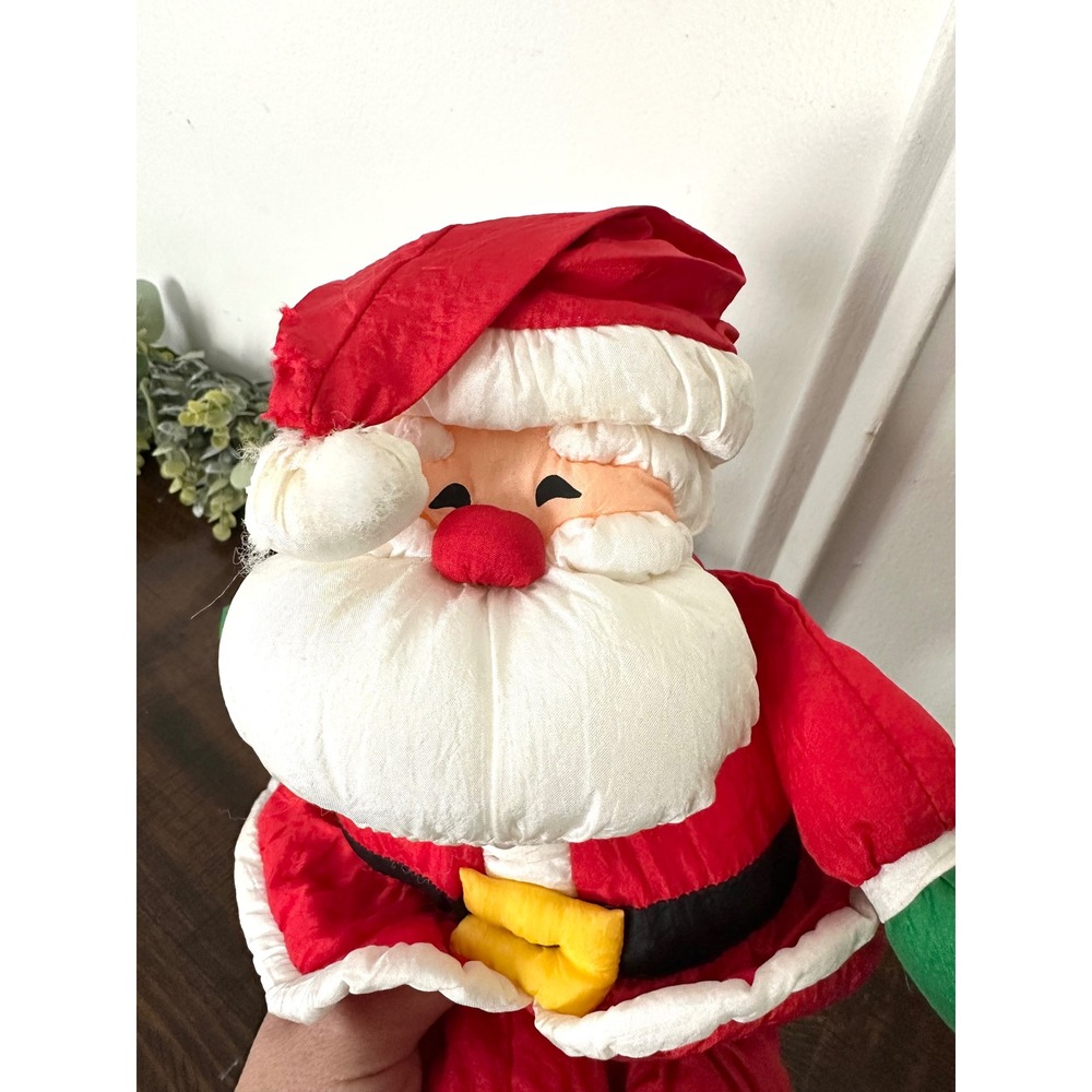 Vintage Nylon Santa Claus Hallmark Puffy Parachute stuffed Christmas - Picture 2 of 9